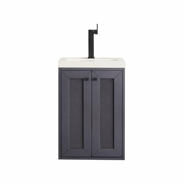 James Martin Vanities Chianti 20in Single Vanity, Mineral Gray w/ White Glossy Composite Stone Top E303V20MGWG